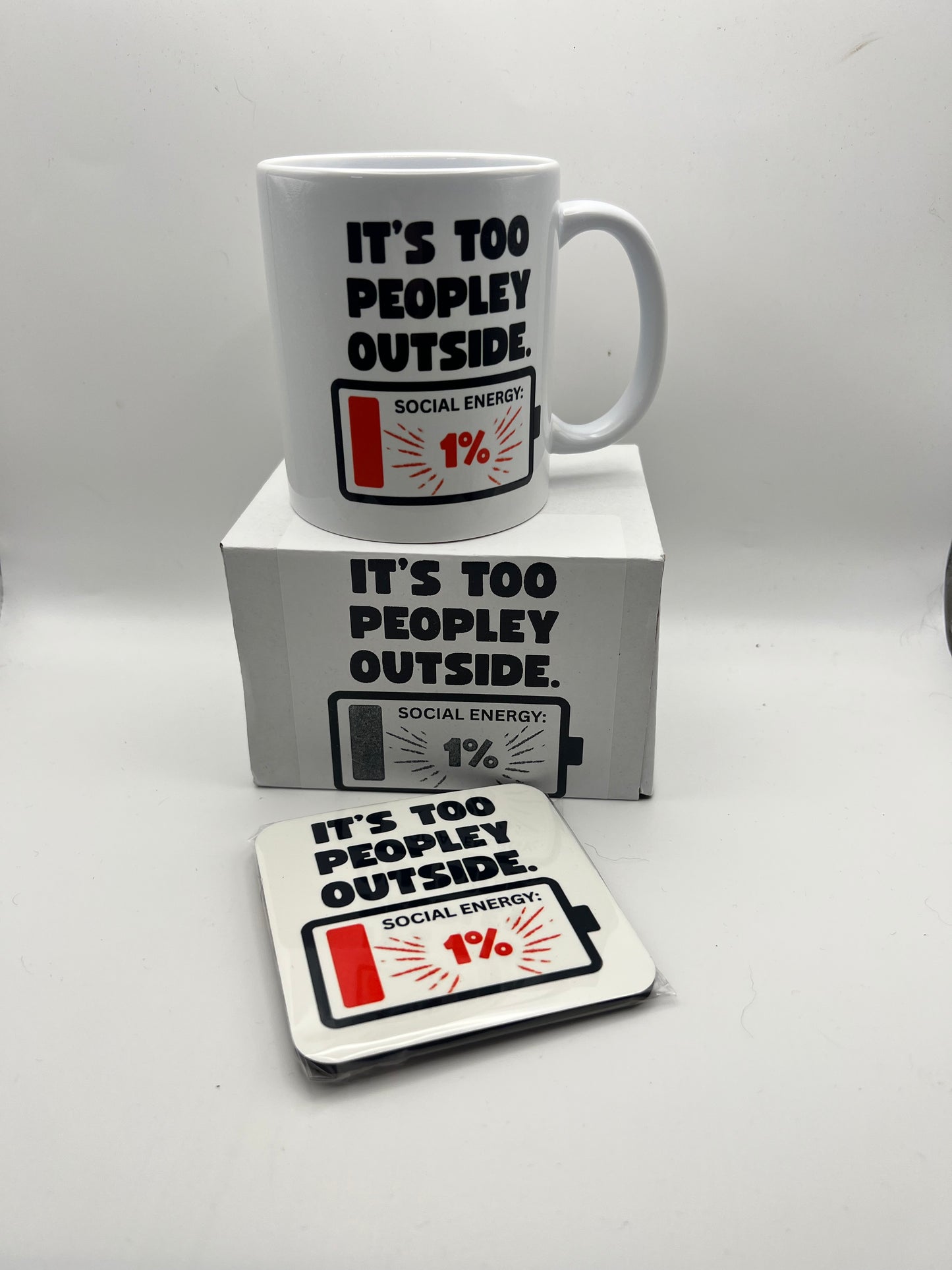It’s Too Peopley Outside Mug & Coaster Gift Set