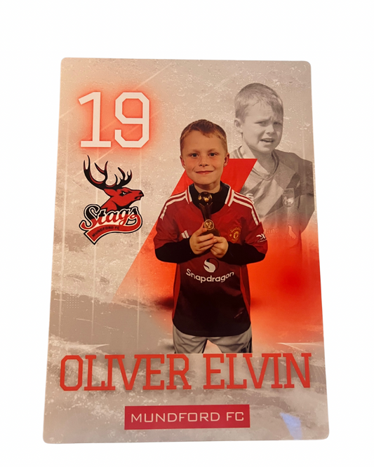 Personalised Football Artwork – A4 Metal Print, Custom Photo & Details