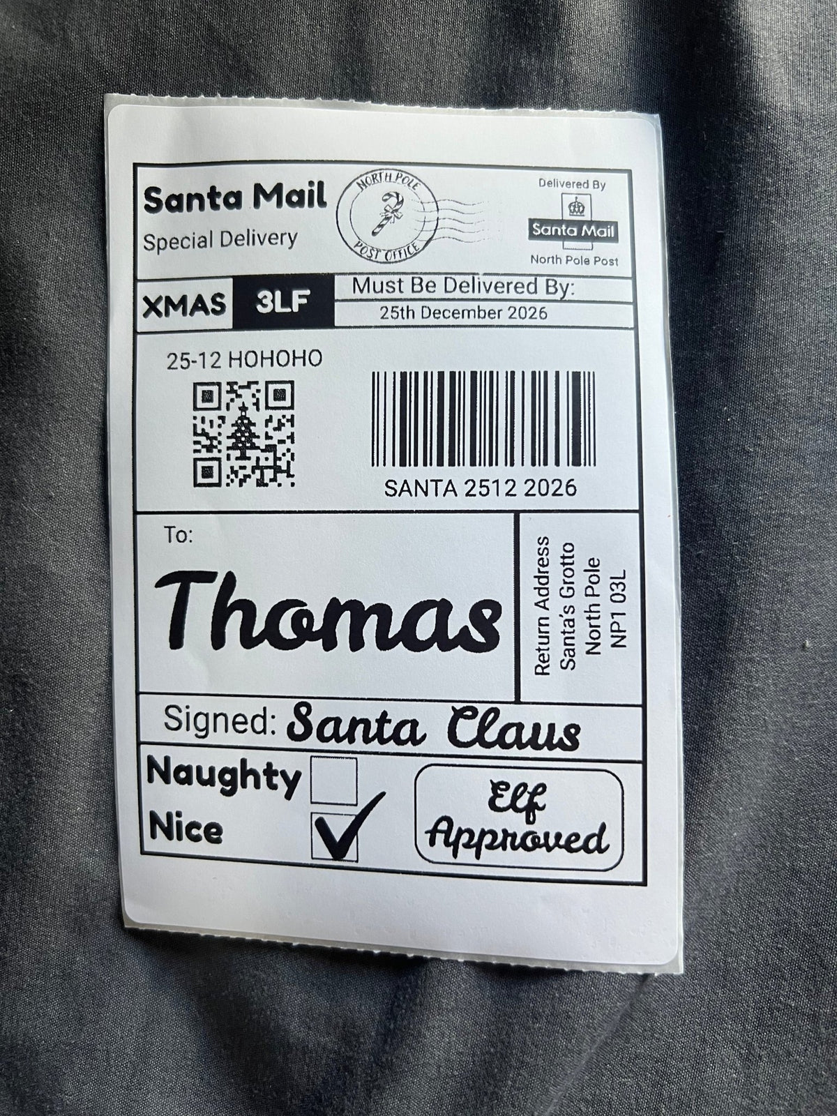 Personalised Santa Mail Christmas Present Labels | North Pole Gift Stickers - ZM Sports
