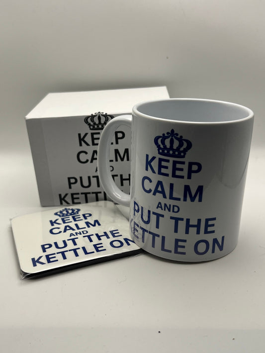 Keep Calm and Put the Kettle On Mug & Coaster Gift Set