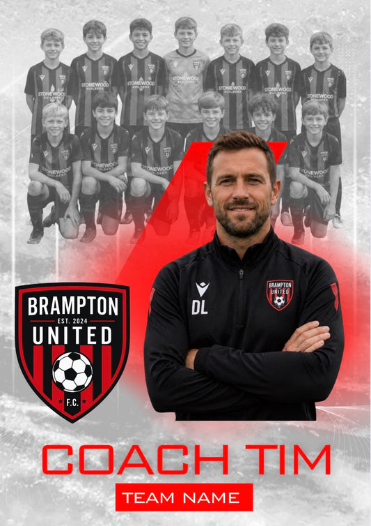 Personalised Football Coach Artwork – A4 Metal Print, Custom Photo & Details