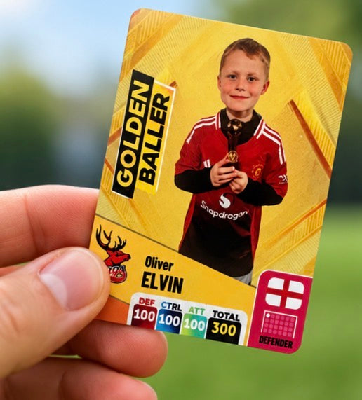 Personalised Metal Football Trading Card – Golden Baller 2026 – Custom Panini Style Card – Photo & Name Gift – Metal Collectible Card