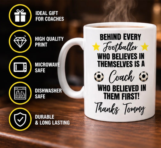 Personalised Football Coach Mug – Thank You Coach Gift with Club Logo