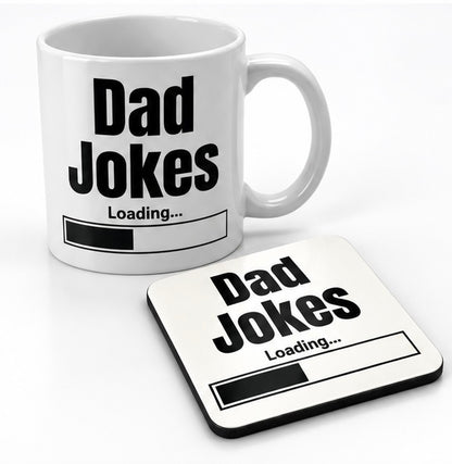 Dad Jokes Loading Mug – Funny Gift for Dad | Optional Matching Coaster
