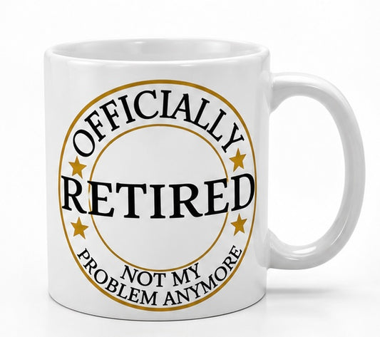 Officially Retired Mug – Funny Retirement Gift | Optional Matching Coaster