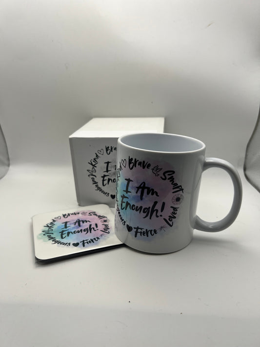I Am Enough Mug & Coaster Gift Set