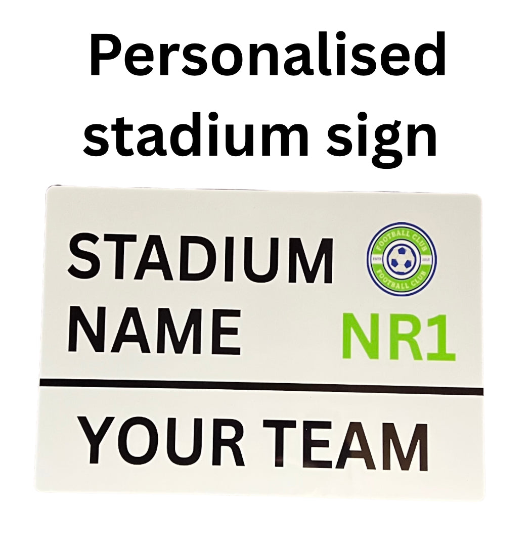 Personalised Football Stadium Sign – A4 Waterproof Aluminium – Custom Team