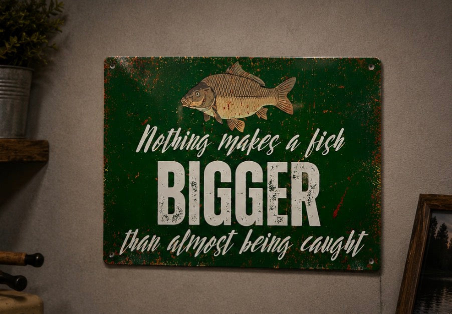 Nothing Makes a Fish Bigger Than Almost Being Caught Aluminium Sign