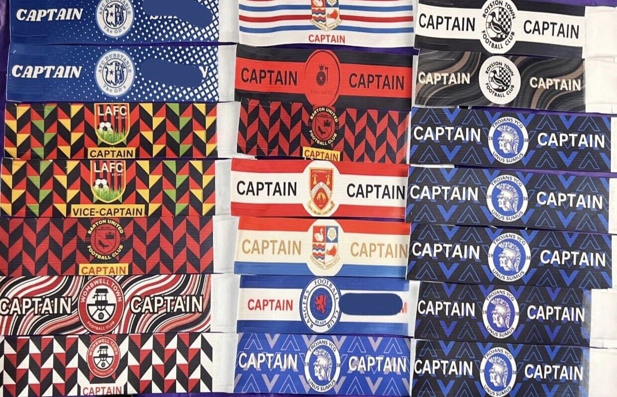 Personalised Sports Captains Armbands- Any size- Clubs Badge -Football, Rugby