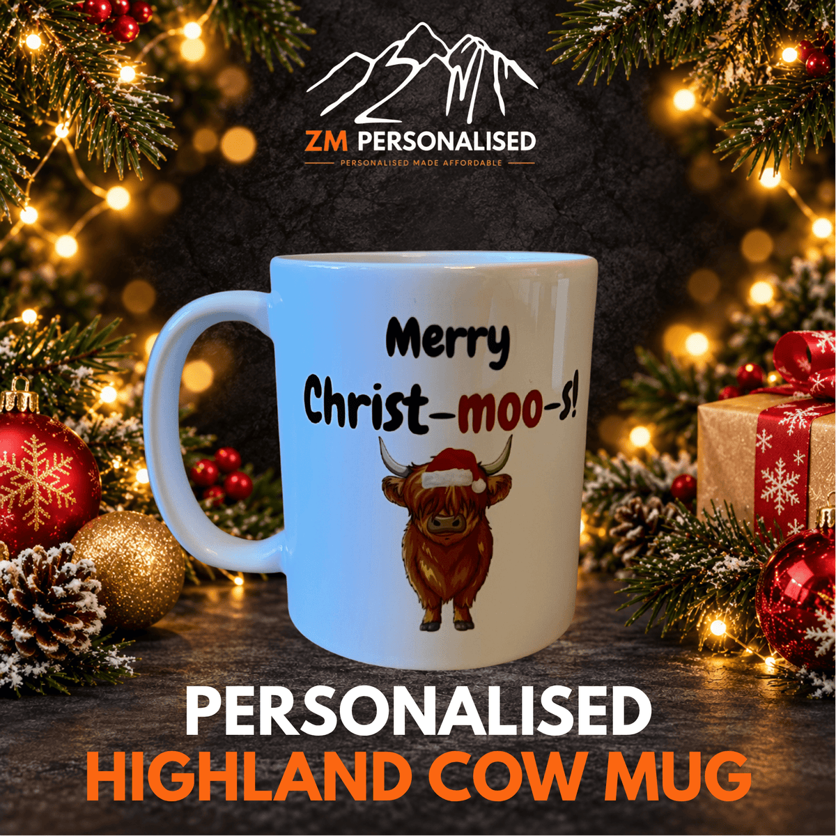 Highland Cow Christmas Mug – Merry Christ-Moo-s Festive Mug - ZM Sports
