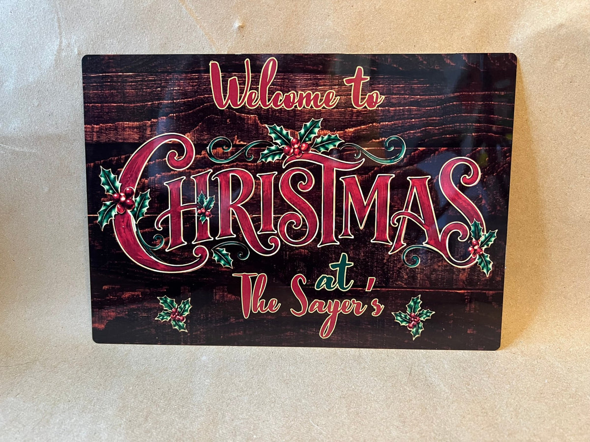 Personalised Christmas Family Name Sign – A4 Aluminium Christmas Sign - ZM Sports