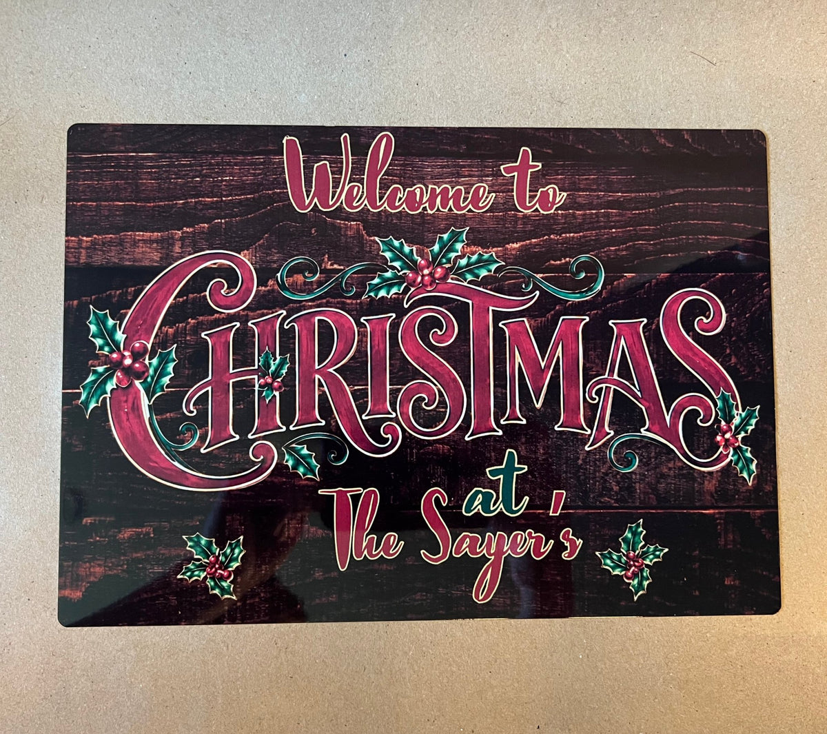 Personalised Christmas Family Name Sign – A4 Aluminium Christmas Sign - ZM Sports