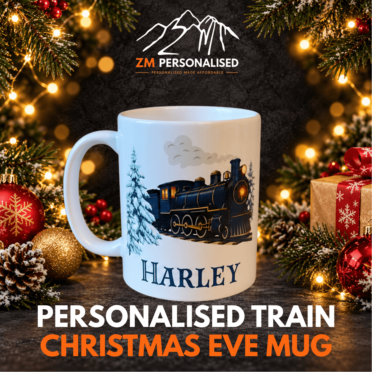 Personalised Christmas Train Mug – Christmas Eve Mug for Kids - ZM Sports