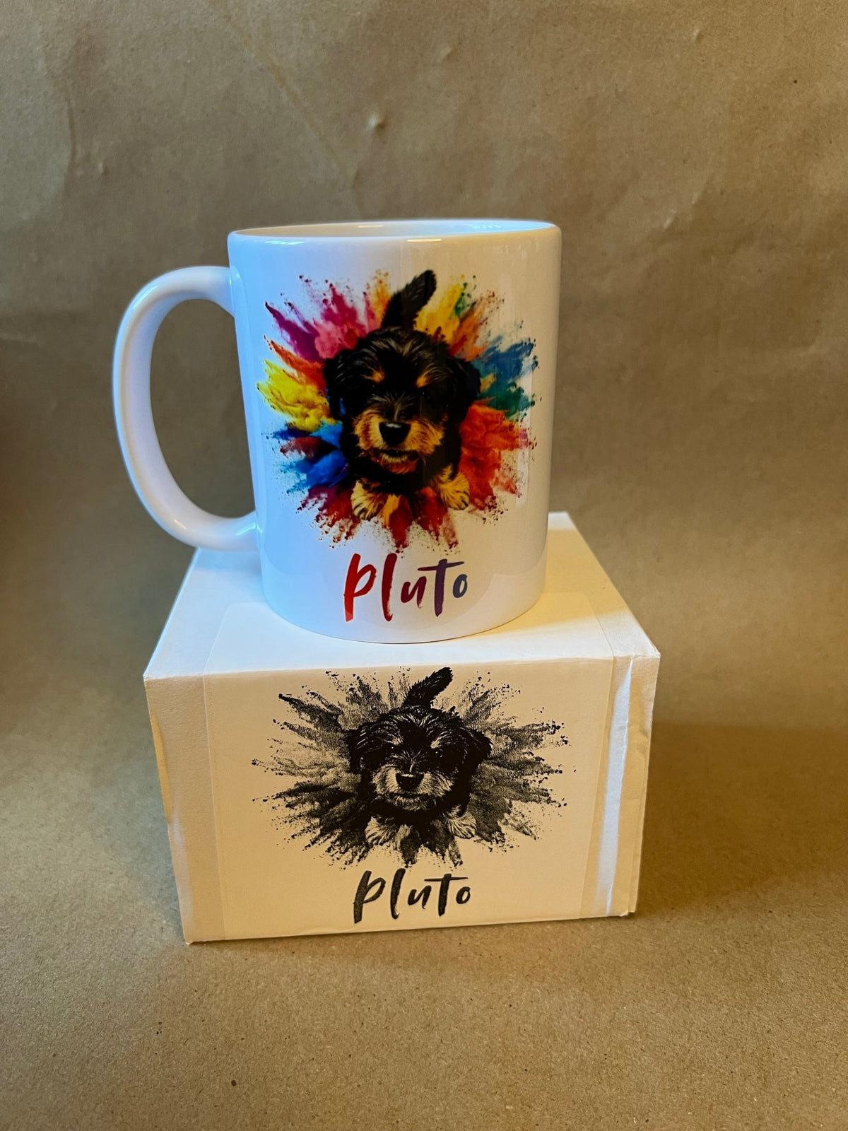Personalised Pet Portrait Mug – multi-colour Splash Design - ZM Sports