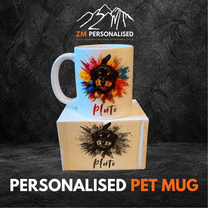 Personalised Pet Portrait Mug – multi-colour Splash Design - ZM Sports