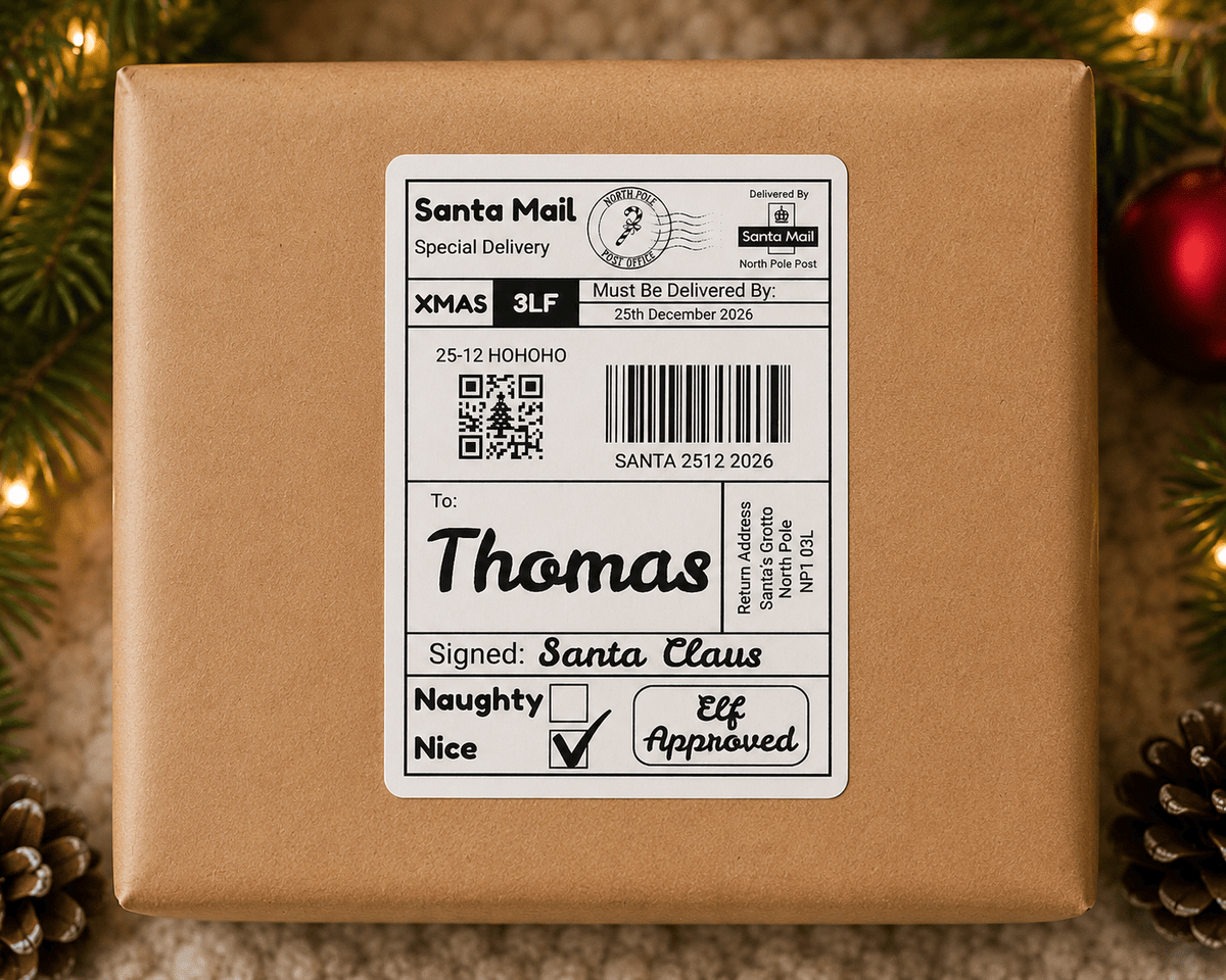 Personalised Santa Mail Christmas Present Labels | North Pole Gift Stickers - ZM Sports